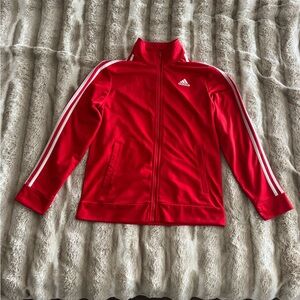 Adidas Kids Red Jacket with White Stripes